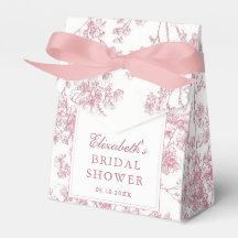 Brautdusche mit Vintage-Rosaband und Blumen