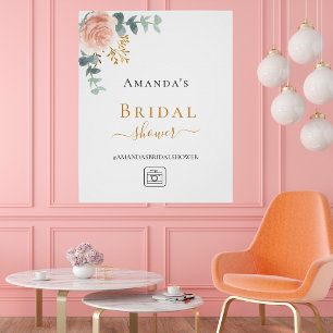 Brautdusche rosa Gold Floral Eukalyptus Poster
