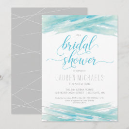 Brautdusche, Wasserfarbe, Blau, Silber Einladung