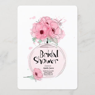 Brautduschen Parfümflasche mit Blumen Einladung