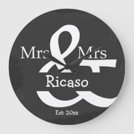 Bräute Frau und Frau Personalized Faux Chalkboard Große Wanduhr
