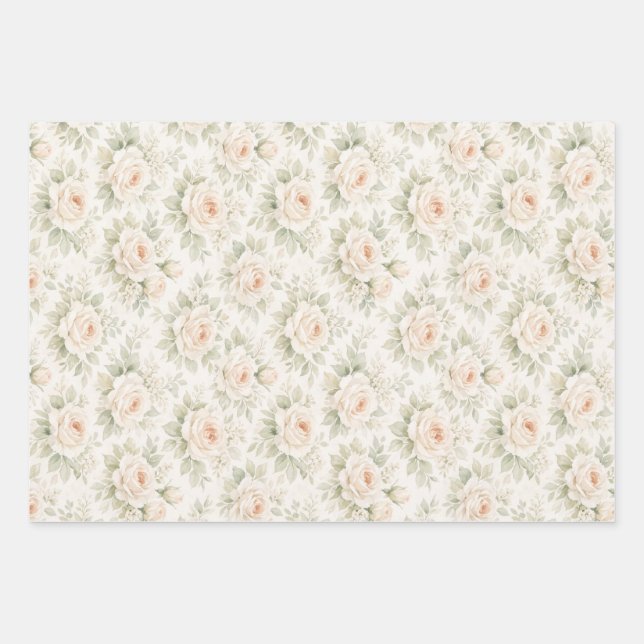 Brautfloralmuster Geschenkpapier Set (Vorderseite)