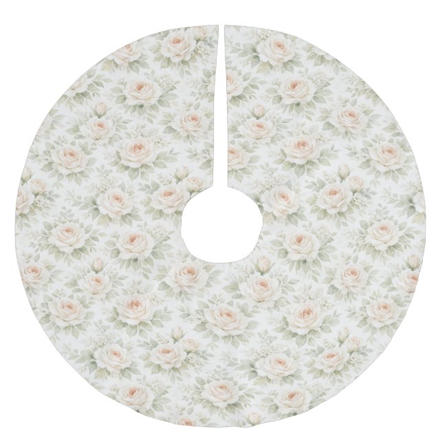 Brautfloralmuster Polyester Weihnachtsbaumdecke (Vorderseite)