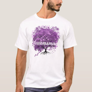 Brautführer Wald Purpurherz Blatt Baum Hochzeit T-Shirt