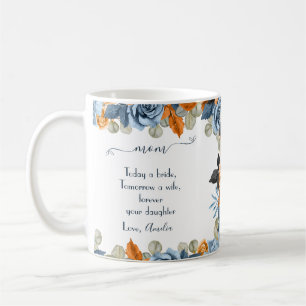 Brautgeschenke in Navy und Rost für die Mutter der Kaffeetasse