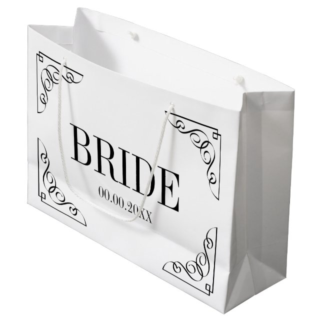Brautgeschenktasche für Brautparty Große Geschenktüte (Vorderseite Schrägansicht)