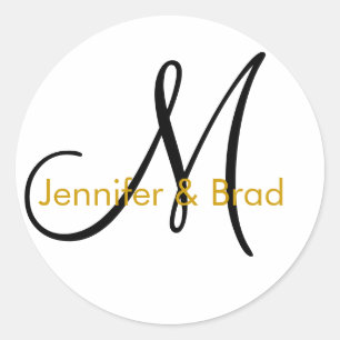 Brautgrabnamen Monogram Sticker Gold