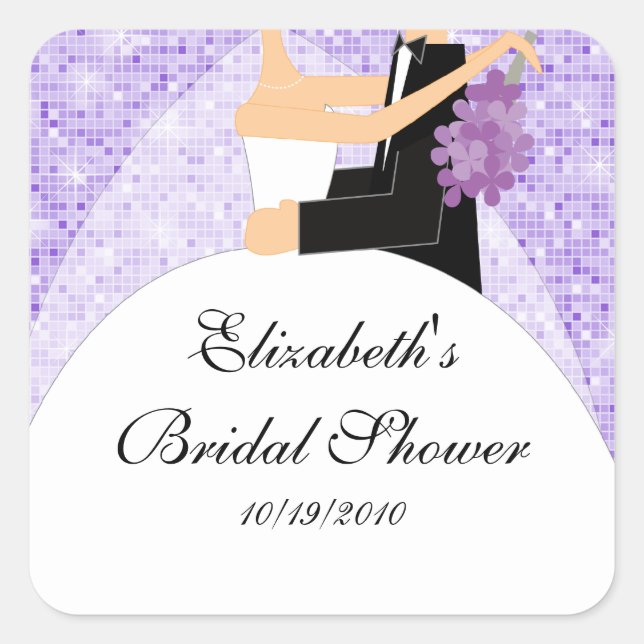 Brautgroom Brautdusche Square Sticker Purple (Vorderseite)
