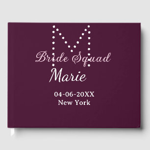 Brautgruppe Name Monogramm Brautjungfer Mauve Gästebuch