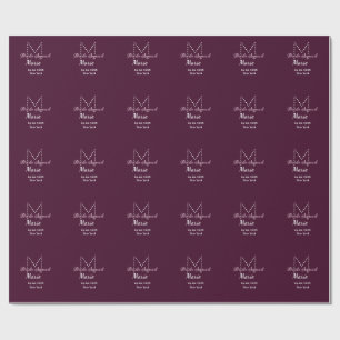 Brautgruppe Name Monogramm Brautjungfer Mauve Geschenkpapier