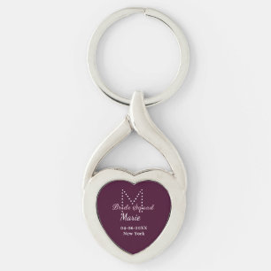 Brautgruppe Name Monogramm Brautjungfer Mauve Schlüsselanhänger