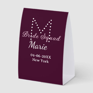 Brautgruppe Name Monogramm Brautjungfer Mauve Tischaufsteller