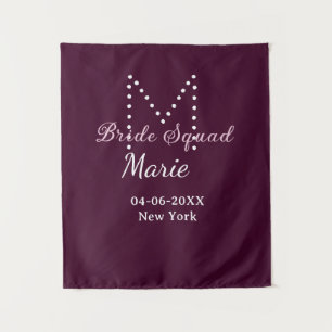 Brautgruppe Name Monogramm Brautjungfer Mauve Wandteppich