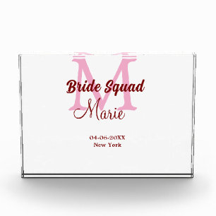 Brautgruppe Name Monogramm Brautjungfer rosa Datum Fotoblock