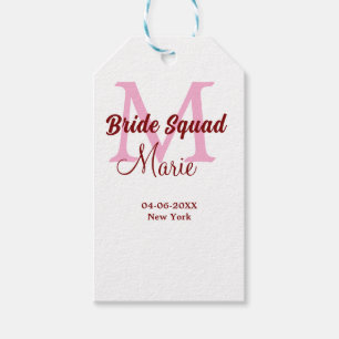 Brautgruppe Name Monogramm Brautjungfer rosa Datum Geschenkanhänger