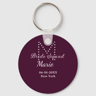 Brautgruppe Namen Monogramm Brautjungfer Mauve  Schlüsselanhänger