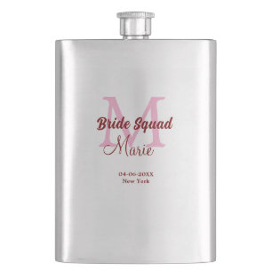 Brautgruppe Namen Monogramm Brautjungfer Pink Datu Flachmann