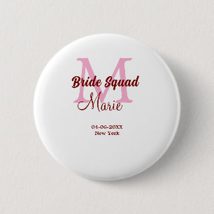 Brautgruppe Namen Monogramm Brautjungfer rosa Datu Button