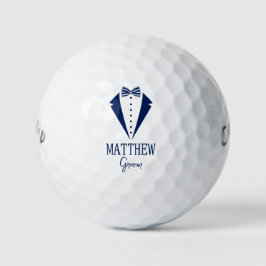 Bräutigam Blaue Smoking mit gestreifter Fliege Golfball