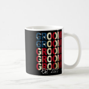 Bräutigam Braut Est. 2025 Us Flag Frisch verheirat Kaffeetasse