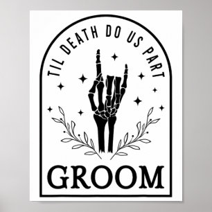 Bräutigam Braut Skelett Gothic Halloween Verlobung Poster