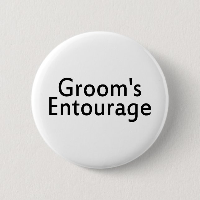 Bräutigam-Gefolge-Schwarzes Button (Vorderseite)
