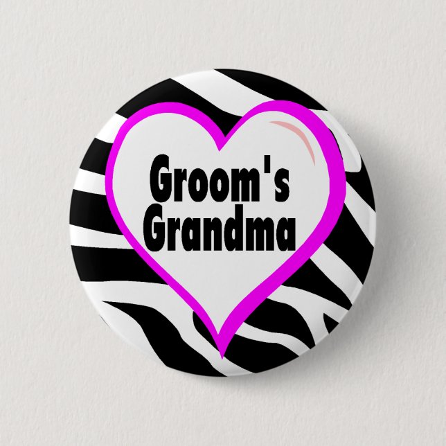 Bräutigam-Großmutter (Herzzebra-Streifen) Button (Vorderseite)