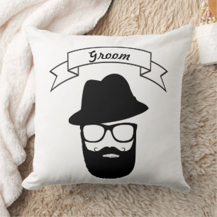 Bräutigam Hipster-Brille Hut Schnauzbart Bart Kissen
