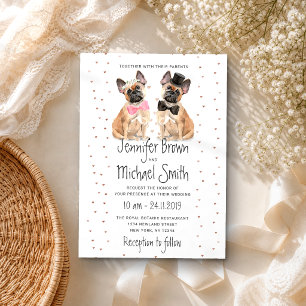 Bräutigam-Hochzeit des französischen Bulldog-Pärch Einladung