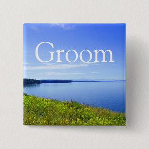 Bräutigam-Hochzeitsknopf. Grand Teton National Par Button