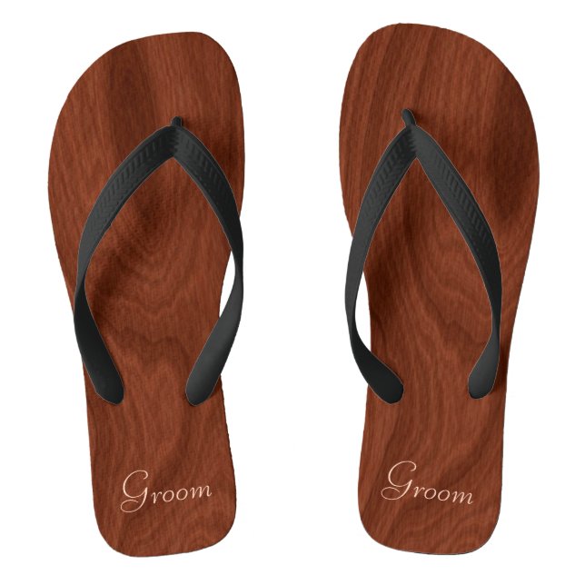 Bräutigam-Hochzeitstag-rustikale hölzerne Flip Flops (Fußbett)