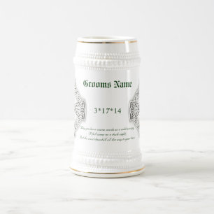 Bräutigam-irischer Segen-keltisches Kreuz Stein Bierglas