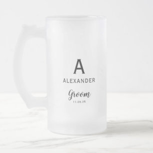 Bräutigam Monogramm Name Hochzeit Mattglas Bierglas