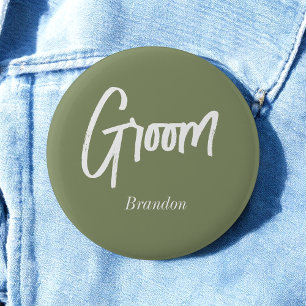 Bräutigam Sage Grün Weiße Hochzeitsknöpfe Button