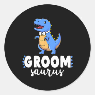 Bräutigam Saurus Dinosaur Verlobung Hochzeit Paare Runder Aufkleber