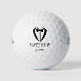 Bräutigam schwarzer Smoking mit Fliege Golfball