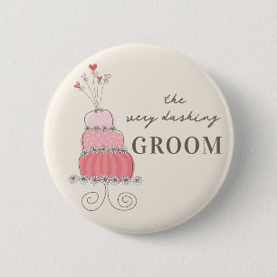 BRÄUTIGAM süße rosa Hochzeitstorte-schicker Button
