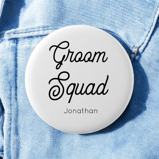Bräutigam-Truppe Schwarz Weiß Knopf Button (Von Creator hochgeladen)