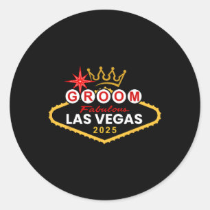 Bräutigam Vegas Junggesellenabschied Gruppe 2025 V Runder Aufkleber