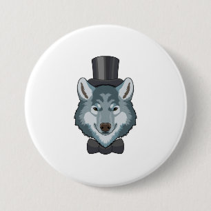 Bräutigam Wolf mit Bogen Button