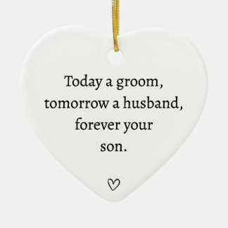 Bräutigam zum Ehemann für immer dein Sohn Hochzeit Keramik Ornament