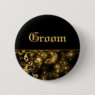 Bräutigamgoldschwarz-Hochzeits-Brautparty Button