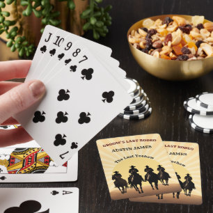 Bräutigams letztes Rodeo Cowboy Sonnenuntergang Be Spielkarten