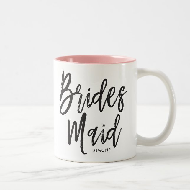 Brautjungern | Skriptstil Custom Wedding Zweifarbige Tasse (Rechts)