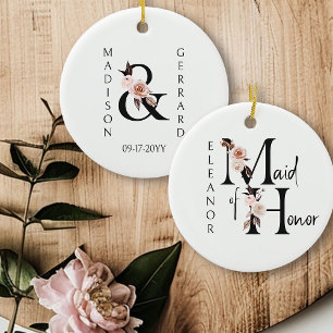 Brautjungfer Andenken Boho Florale Letter Keramik Ornament