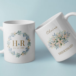 Brautjungfer-Andenken mit individuellem Wildblumen Kaffeetasse