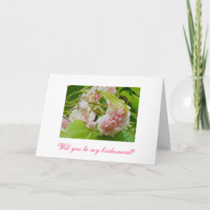 Brautjungfer-Anfragekarte mit rosa Rosen Einladung