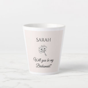Brautjungfer Antrag Latte Tasse Elegantes Floral