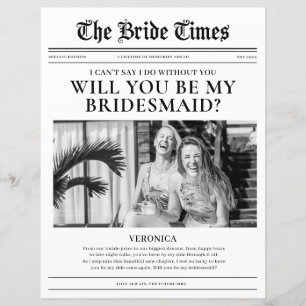 Brautjungfer Antrag Zeitung Hochzeitspapierblatt