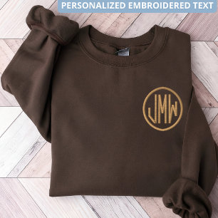 Brautjungfer Benutzerdefiniertes Monogramm Braun Besticktes Sweatshirt